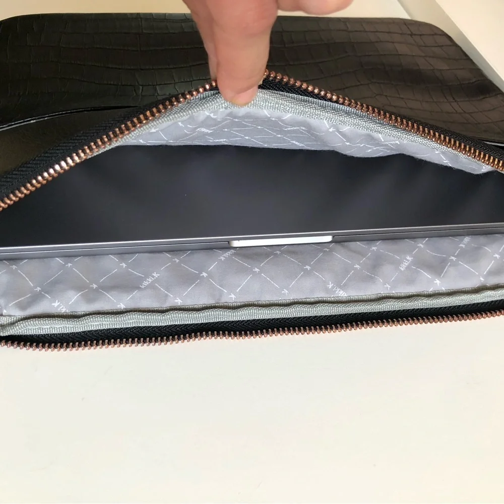 Kikki.K 13” Black Croc Leather Laptop Case